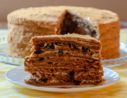 Caramel "Medovik" cake with prunes, 1kg
